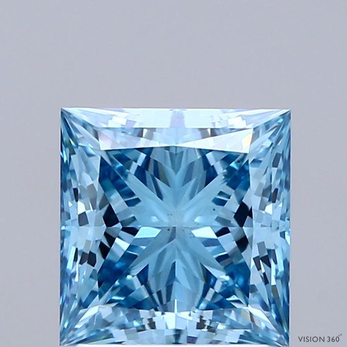 2.20 Ct. Fancy Vivid Blue Princess Lab Grown Diamond
