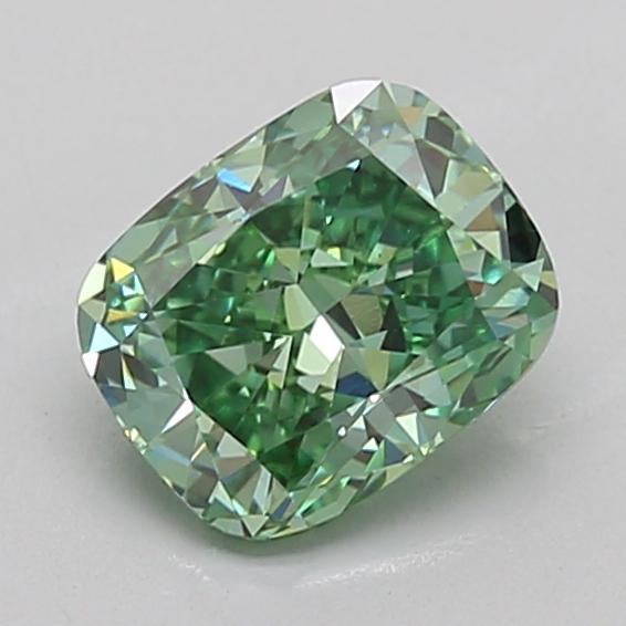 1.51 Ct. Fancy Vivid Green Cushion Lab Grown Diamond