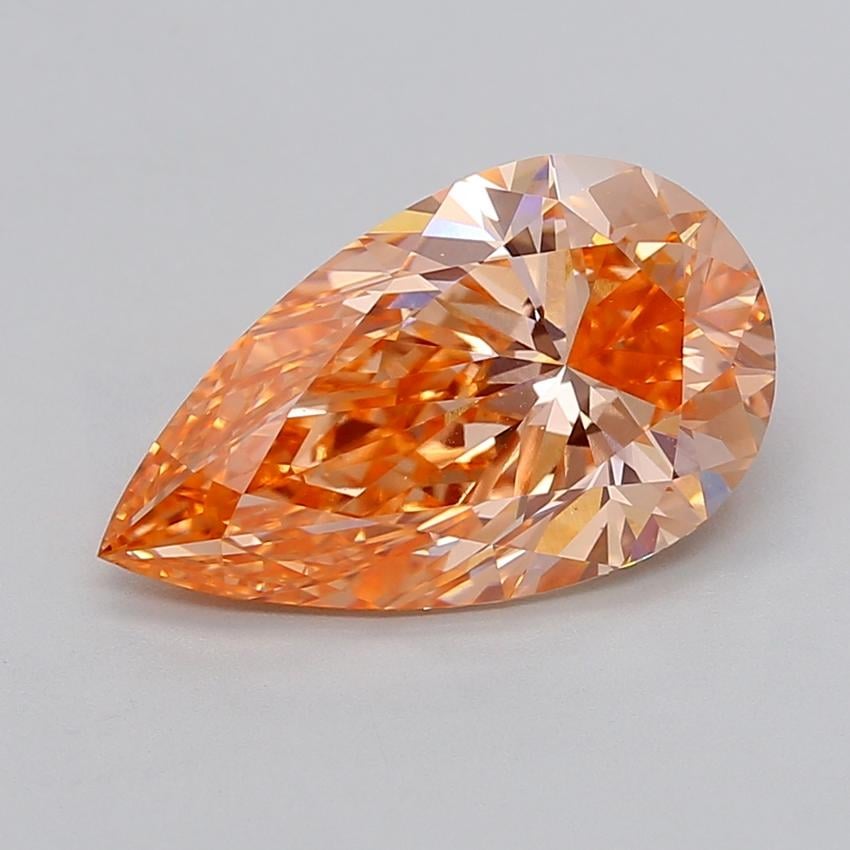 5.03 Ct. Fancy Vivid Pink Orange Pear Lab Grown Diamond