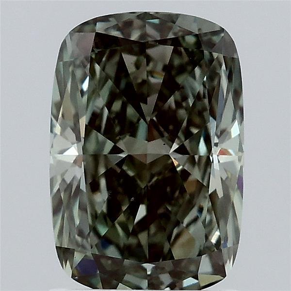 1.76 Ct. Fancy Vivid Green Cushion Lab Grown Diamond