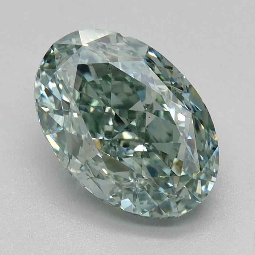 1.58 Ct. Fancy Vivid Green Oval Lab Grown Diamond