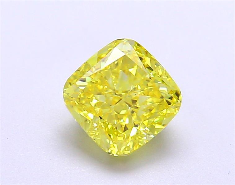 1.37 Ct. Fancy Vivid Yellow Cushion Lab Grown Diamond