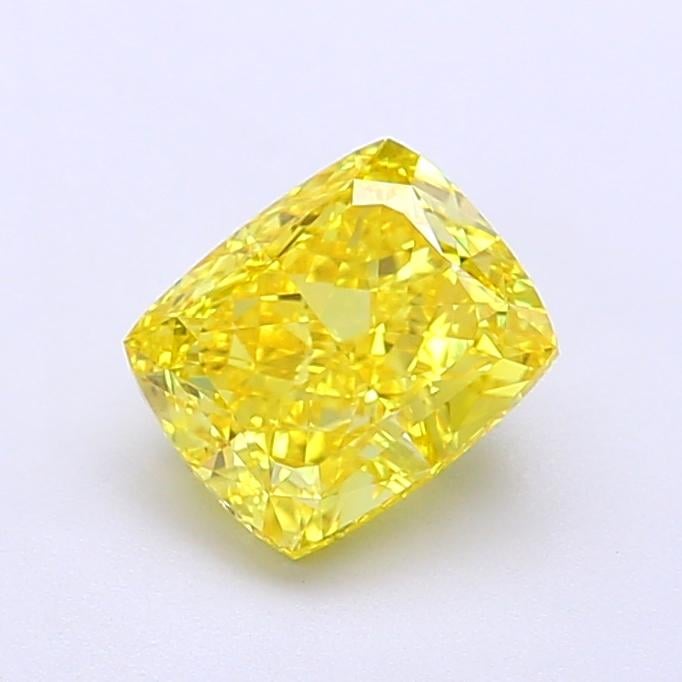 1.31 Ct. Fancy Vivid Yellow Cushion Lab Grown Diamond
