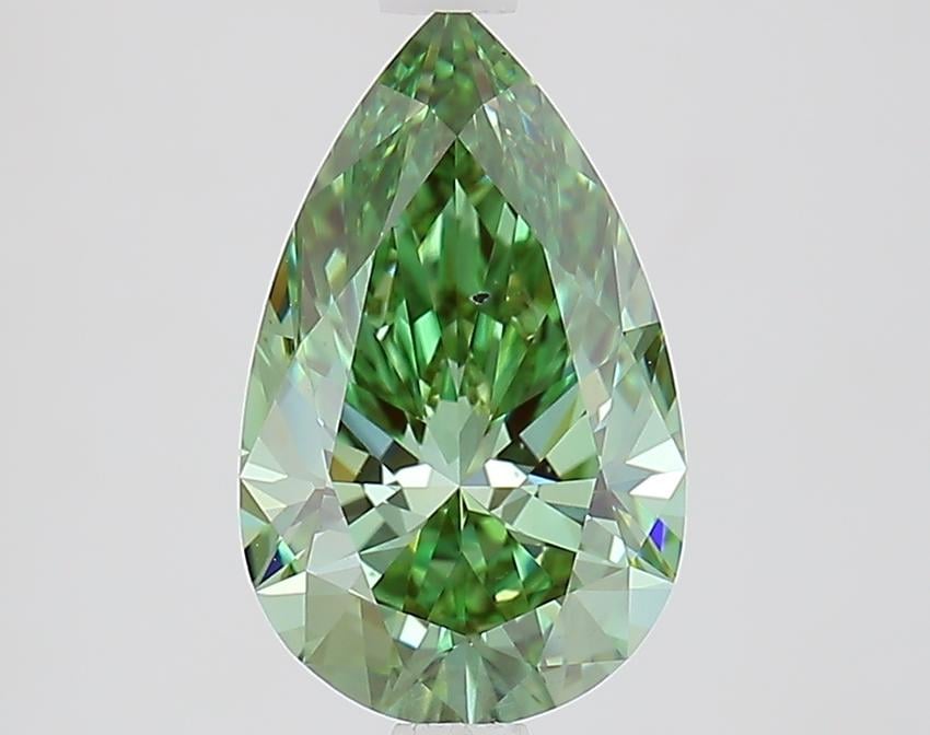 2.10 Ct. Fancy Vivid Green Pear Lab Grown Diamond