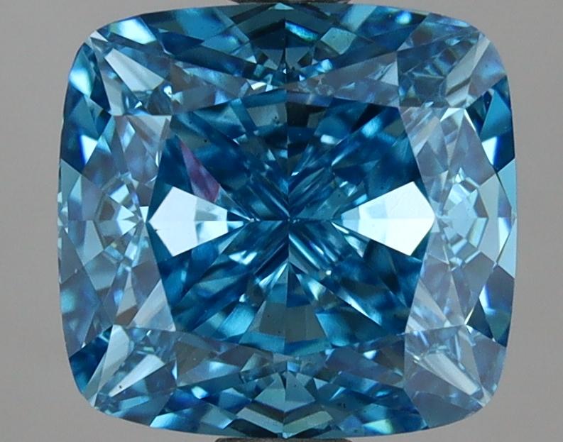 3.23 Ct. Fancy Vivid Blue Cushion Lab Grown Diamond