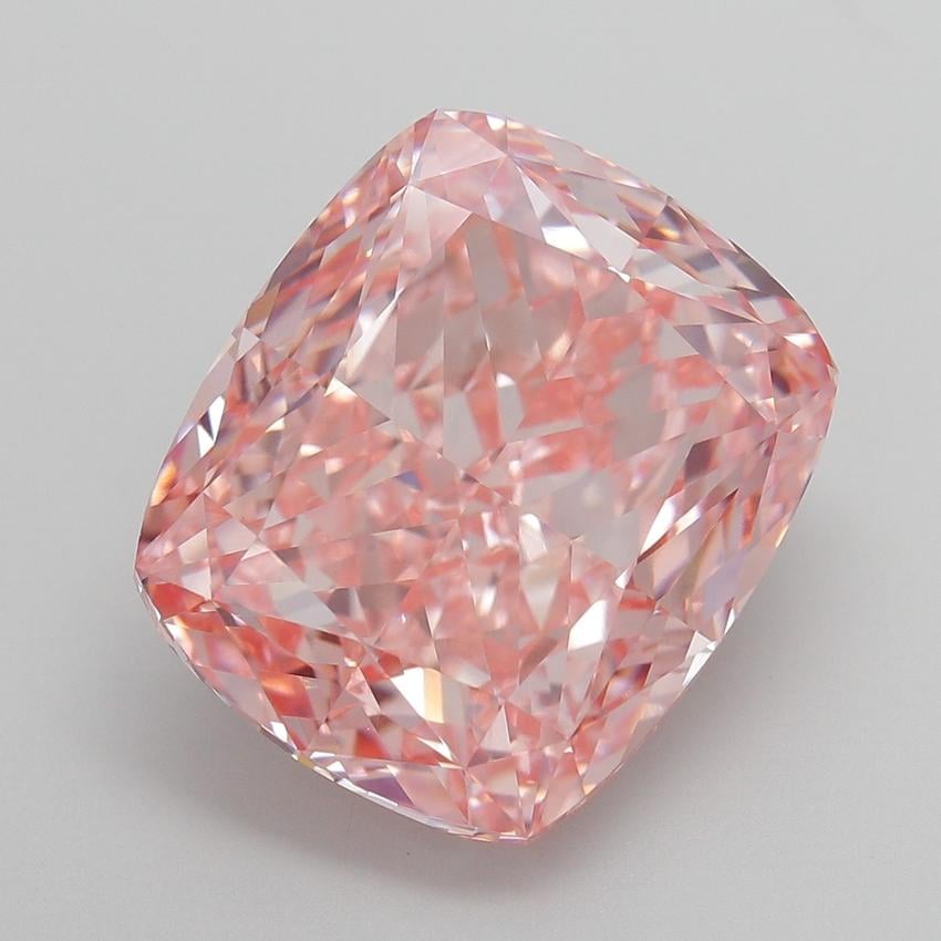 13.04 Ct. Fancy Vivid  Pink Cushion Lab Grown Diamond