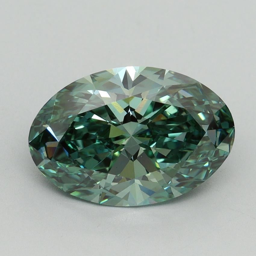 3.09 Ct. Fancy Vivid Green Oval Lab Grown Diamond