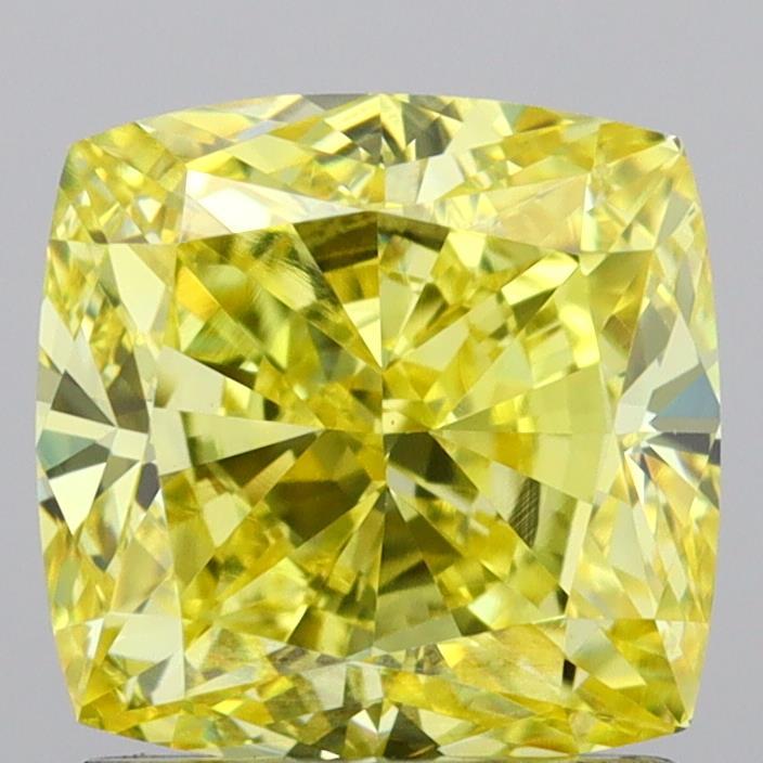 2.01 Ct. Fancy Vivid Yellow Cushion Lab Grown Diamond