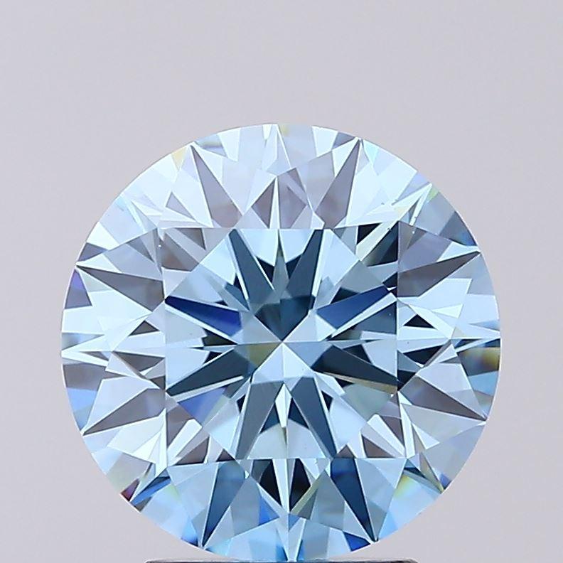 3.04 Ct. Fancy Vivid Blue Round Lab Grown Diamond