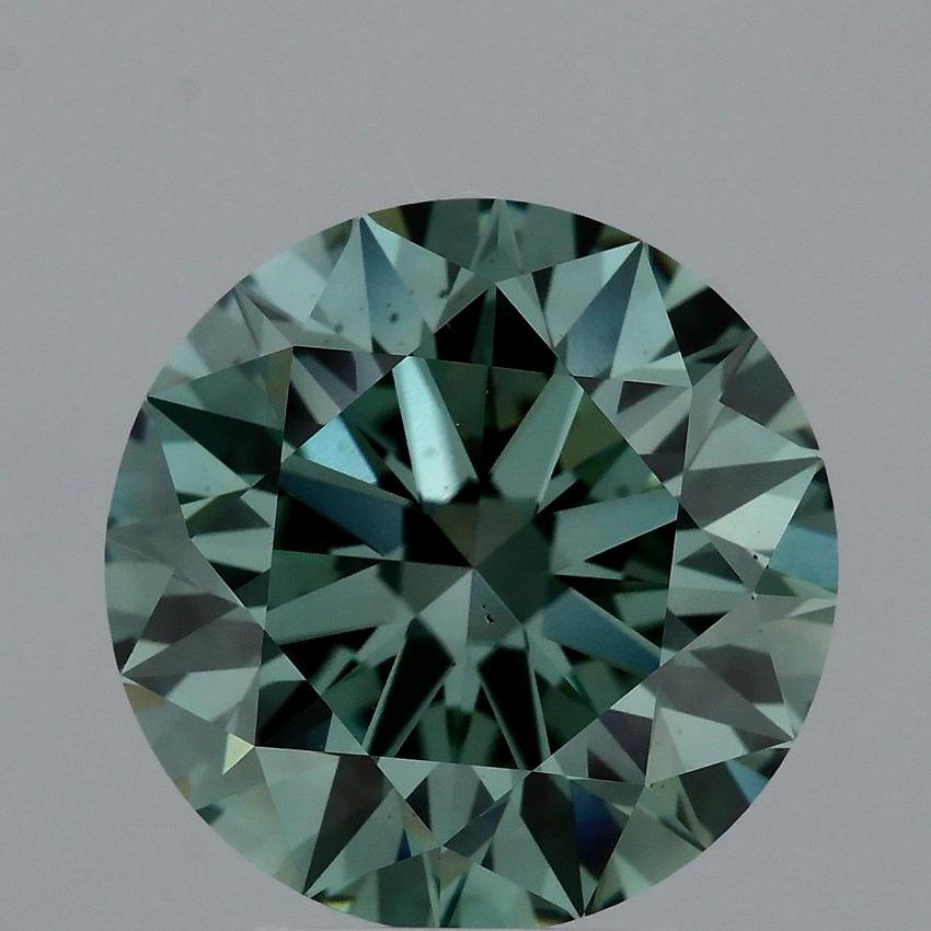 4.14 Ct. Fancy Vivid Green Bluish Round Lab Grown Diamond