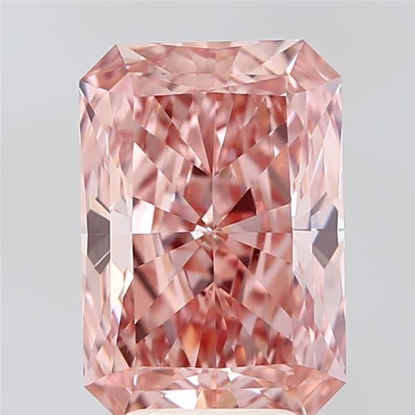 4.05 Ct. Fancy Vivid Brownish Pink Radiant Lab Grown Diamond