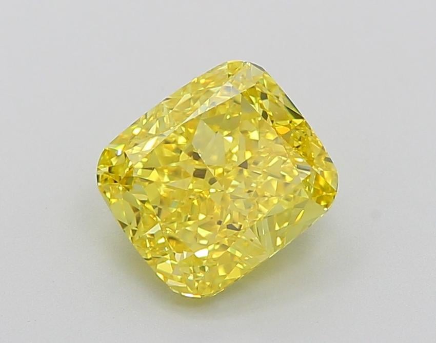 2.35 Ct. Fancy Vivid  Yellow Cushion Lab Grown Diamond