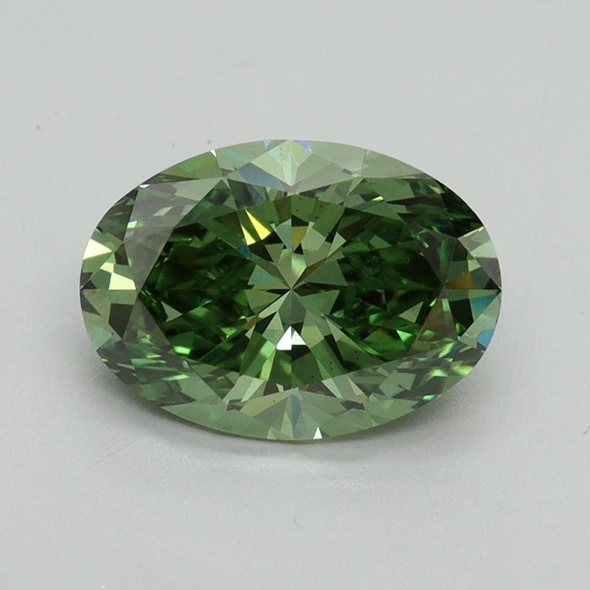 2.08 Ct. Fancy Vivid Green Oval Lab Grown Diamond