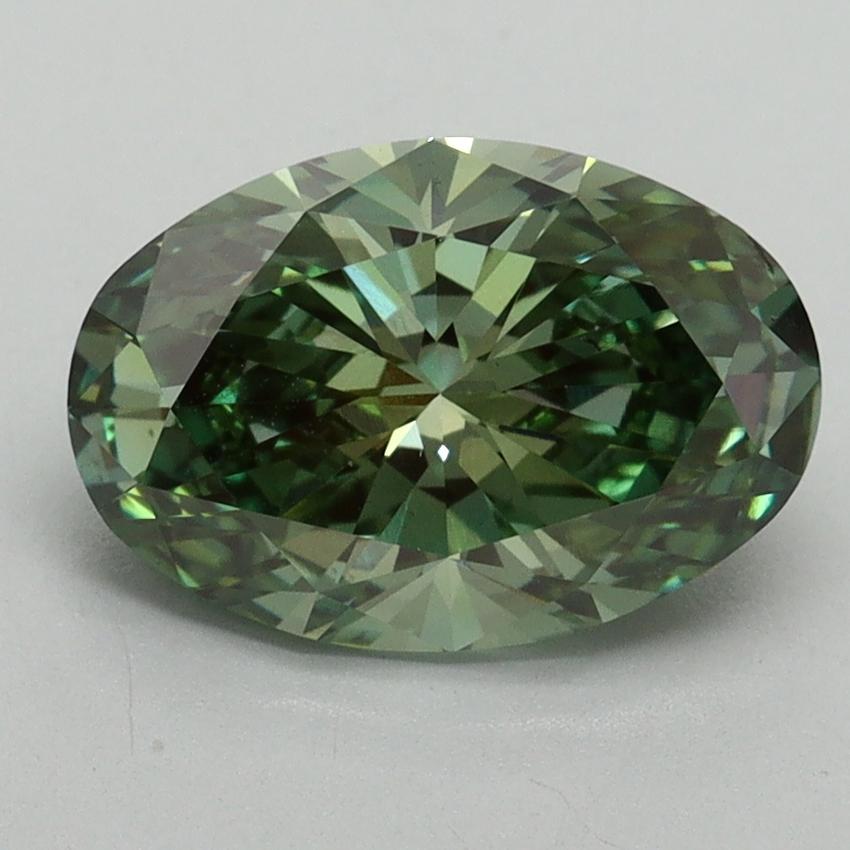 2.06 Ct. Fancy Vivid Green Oval Lab Grown Diamond
