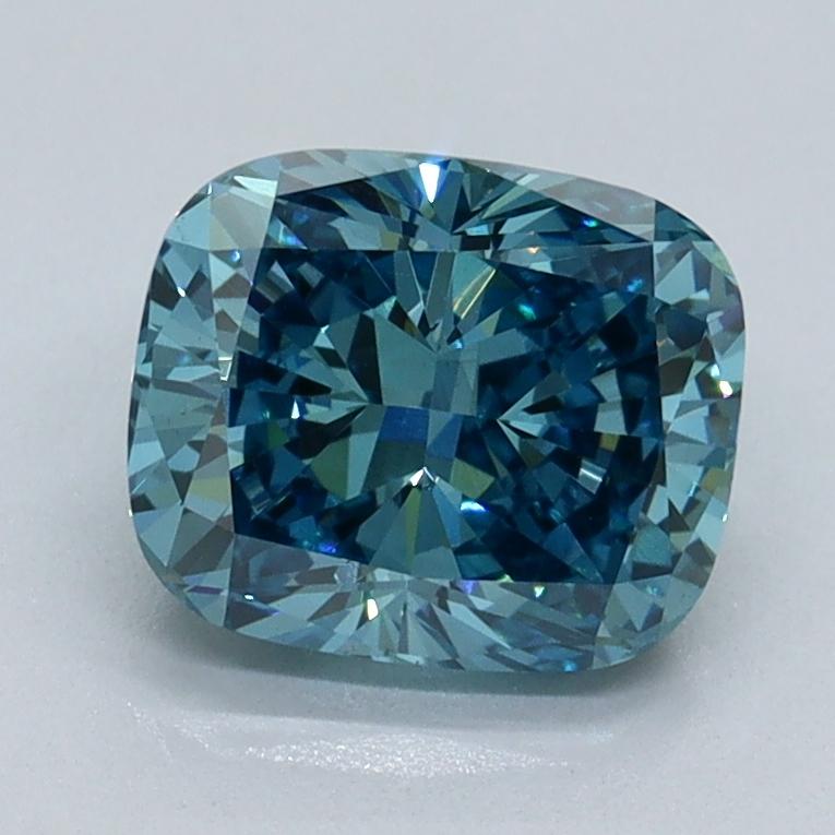 1.52 Ct. Fancy Vivid Malibu Blue Cushion Lab Grown Diamond