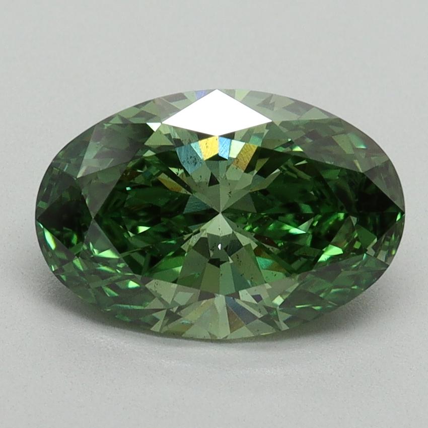 2.00 Ct. Fancy Vivid Green Oval Lab Grown Diamond