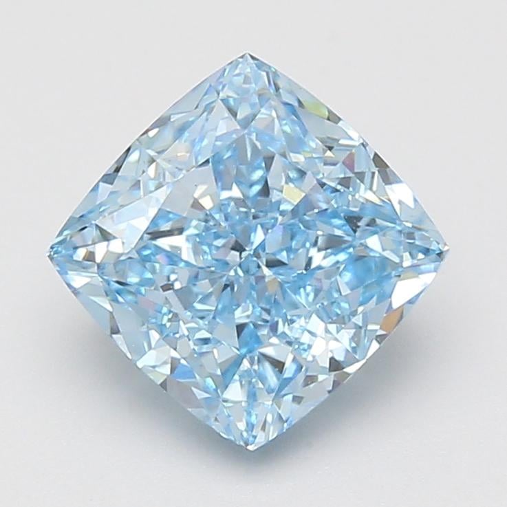 3.06 Ct. Fancy Vivid Blue Cushion Lab Grown Diamond