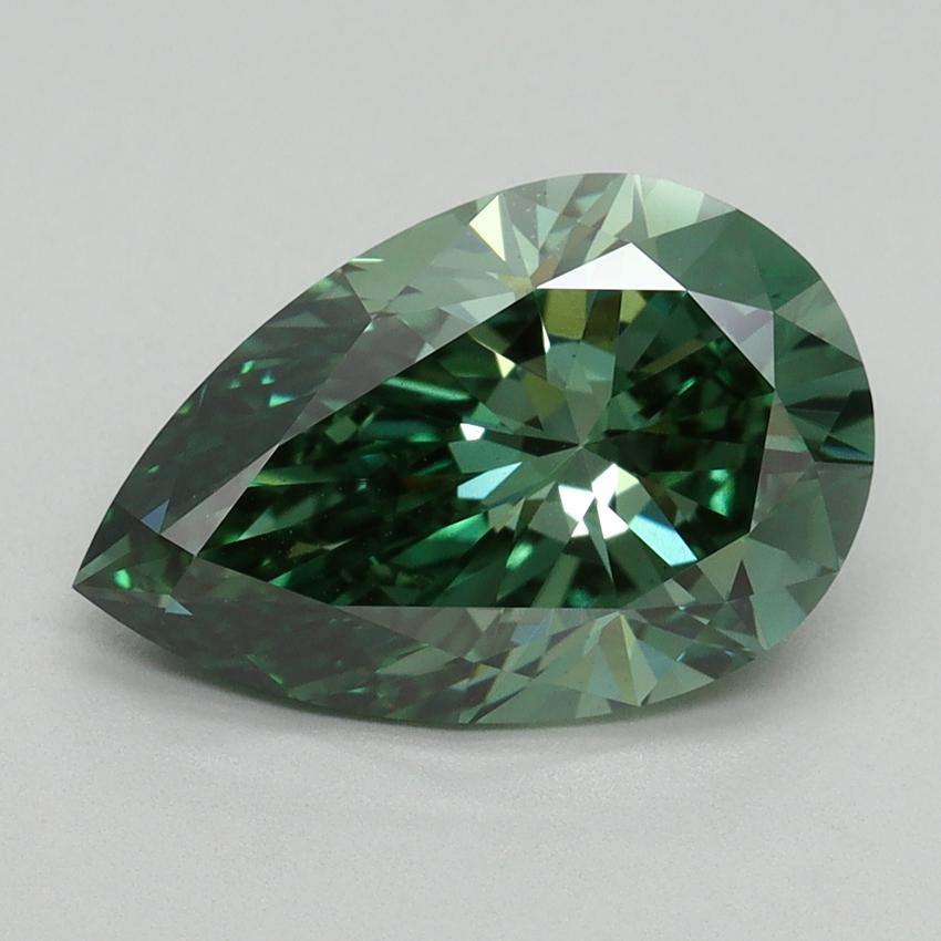 3.07 Ct. Fancy Vivid Green Pear Lab Grown Diamond