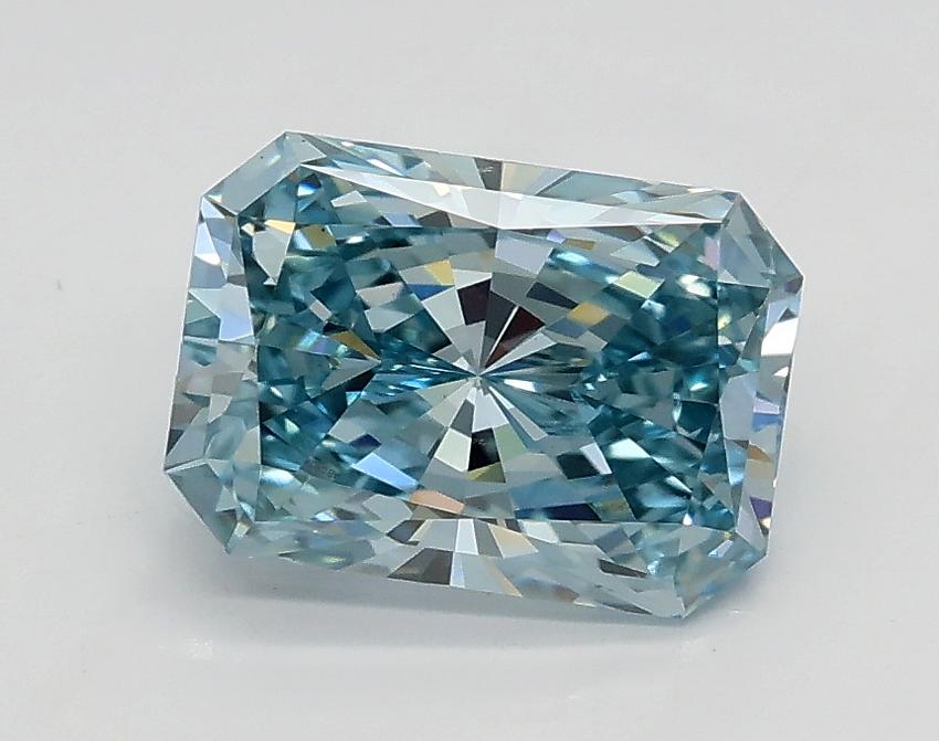 1.26 Ct. Fancy Intense Greenish Blue Radiant Lab Grown Diamond