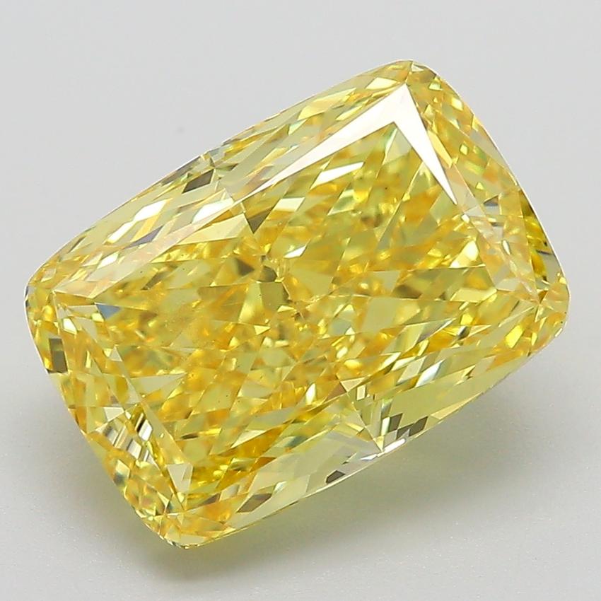 5.02 Ct. Fancy Vivid  Yellow Cushion Lab Grown Diamond