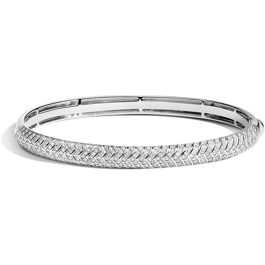 Chevron-Inspired Diamond Bangle Bracelet 