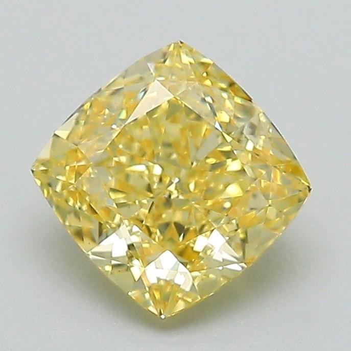1.31 Ct. Fancy Vivid Yellow Cushion Lab Grown Diamond