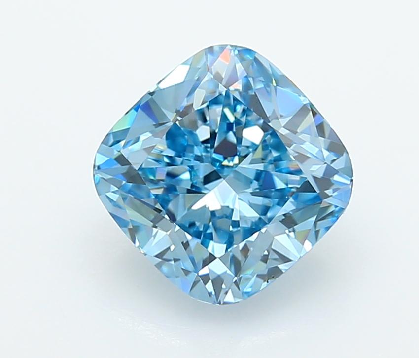 3.58 Ct. Fancy Vivid  Blue Cushion Lab Grown Diamond