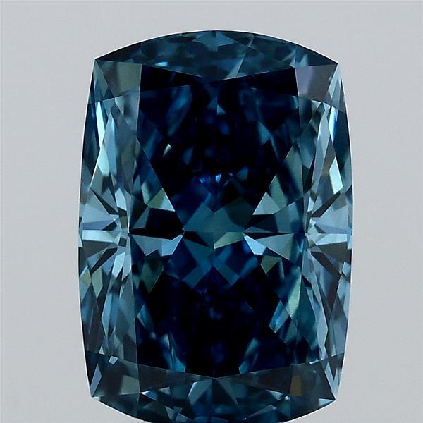 3.11 Ct. Fancy Vivid Blue Cushion Lab Grown Diamond