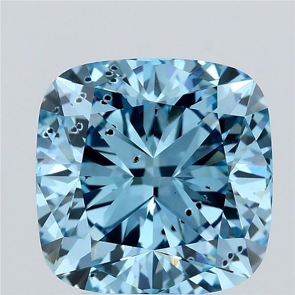 4.05 Ct. Fancy Vivid Blue Cushion Lab Grown Diamond
