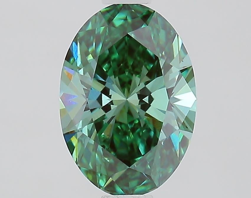 1.03 Ct. Fancy Vivid Green Oval Lab Grown Diamond