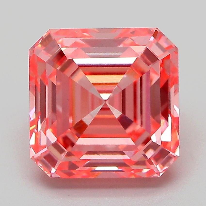 4.09 Ct. Fancy Vivid Pink Asscher Lab Grown Diamond