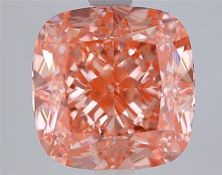 5.09 Ct. Fancy Vivid Pinkish Pink Cushion Lab Grown Diamond