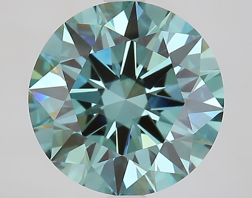 3.70 Ct. Fancy Vivid Bluish Green Round Lab Grown Diamond