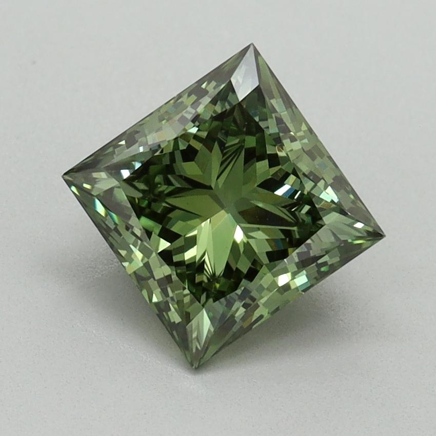 1.52 Ct. Fancy Vivid Green Princess Lab Grown Diamond