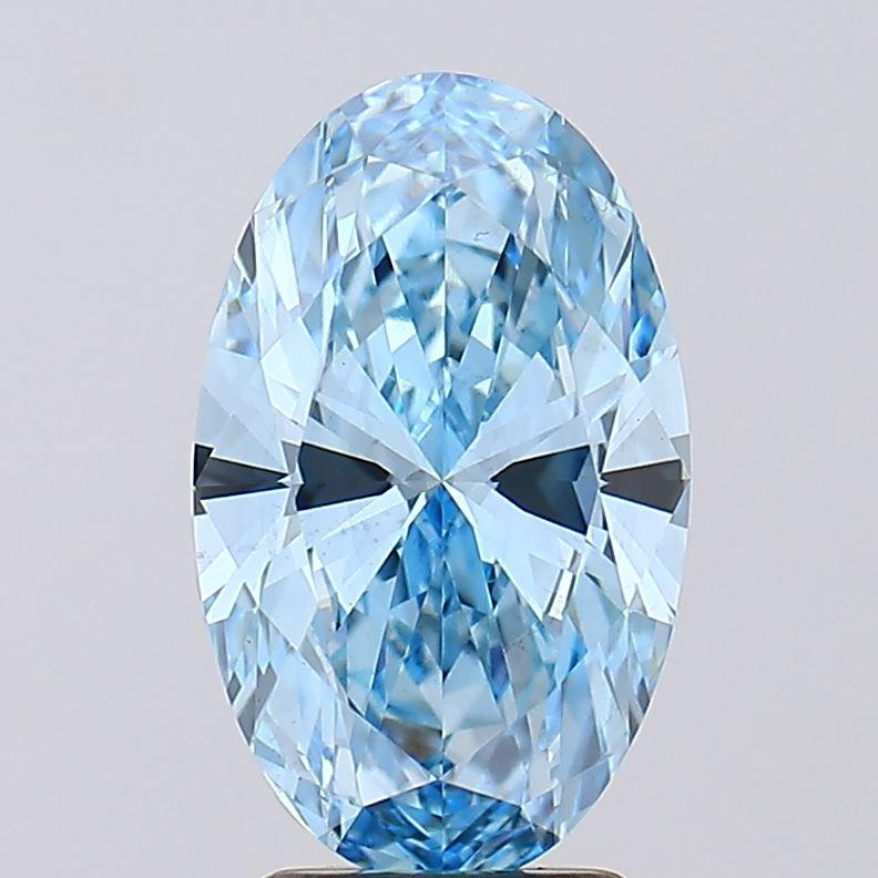 3.02 Ct. Fancy Vivid Blue Oval Lab Grown Diamond