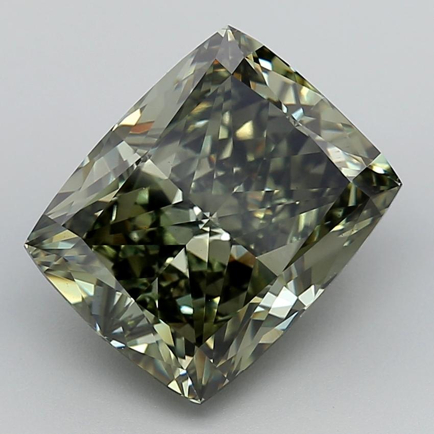 7.53 Ct. Fancy Intense  Green Cushion Lab Grown Diamond