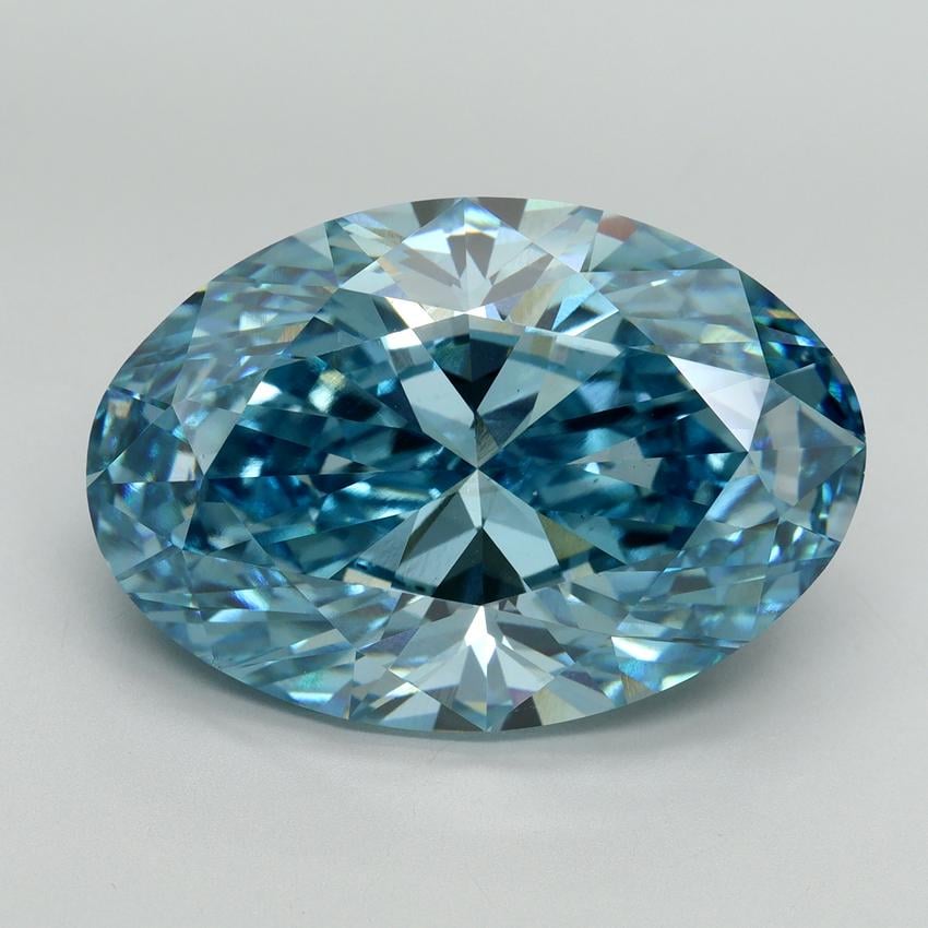 20.21 Ct. Fancy Vivid Blue Oval Lab Grown Diamond