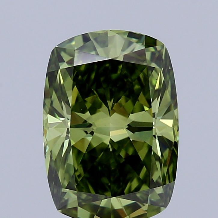 1.40 Ct. Fancy Vivid  Green Cushion Lab Grown Diamond