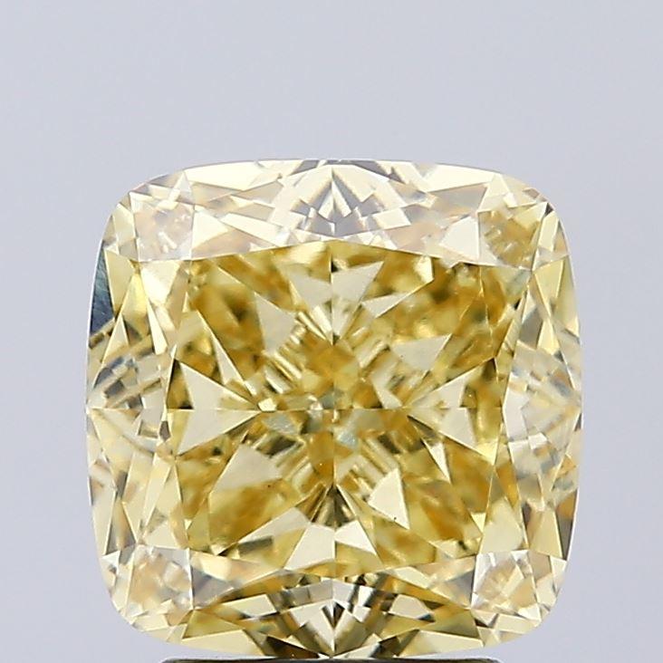 3.09 Ct. Fancy Intense  Yellow Cushion Lab Grown Diamond