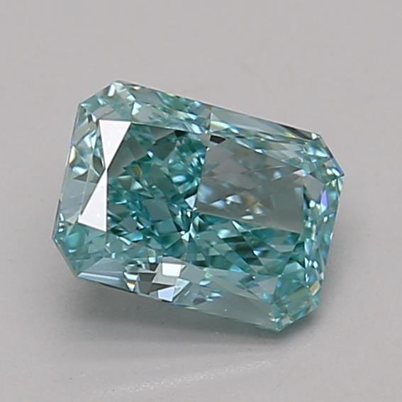 0.82 Ct. Fancy Vivid Bluish Green Radiant Lab Grown Diamond