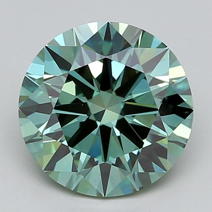 2.48 Ct. Fancy Vivid  Green Round Lab Grown Diamond