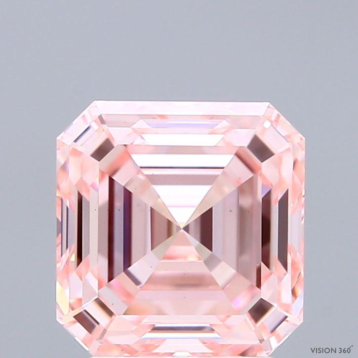 3.14 Ct. Fancy Intense Pink Asscher Lab Grown Diamond