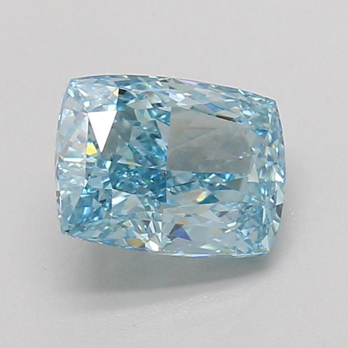 2.02 Ct. Fancy Vivid Greenish Blue Cushion Lab Grown Diamond