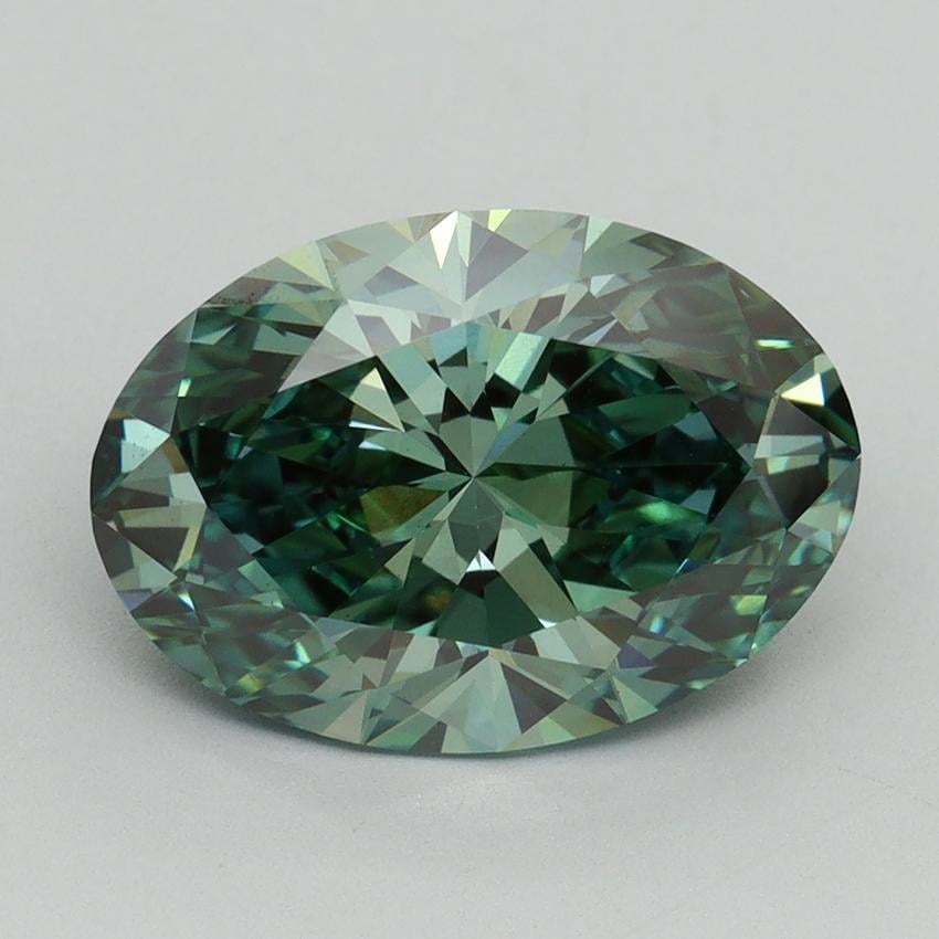 3.58 Ct. Fancy Vivid Green Oval Lab Grown Diamond