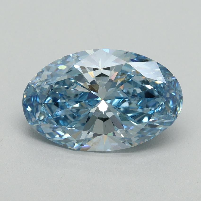 3.08 Ct. Fancy Vivid Blue Oval Lab Grown Diamond