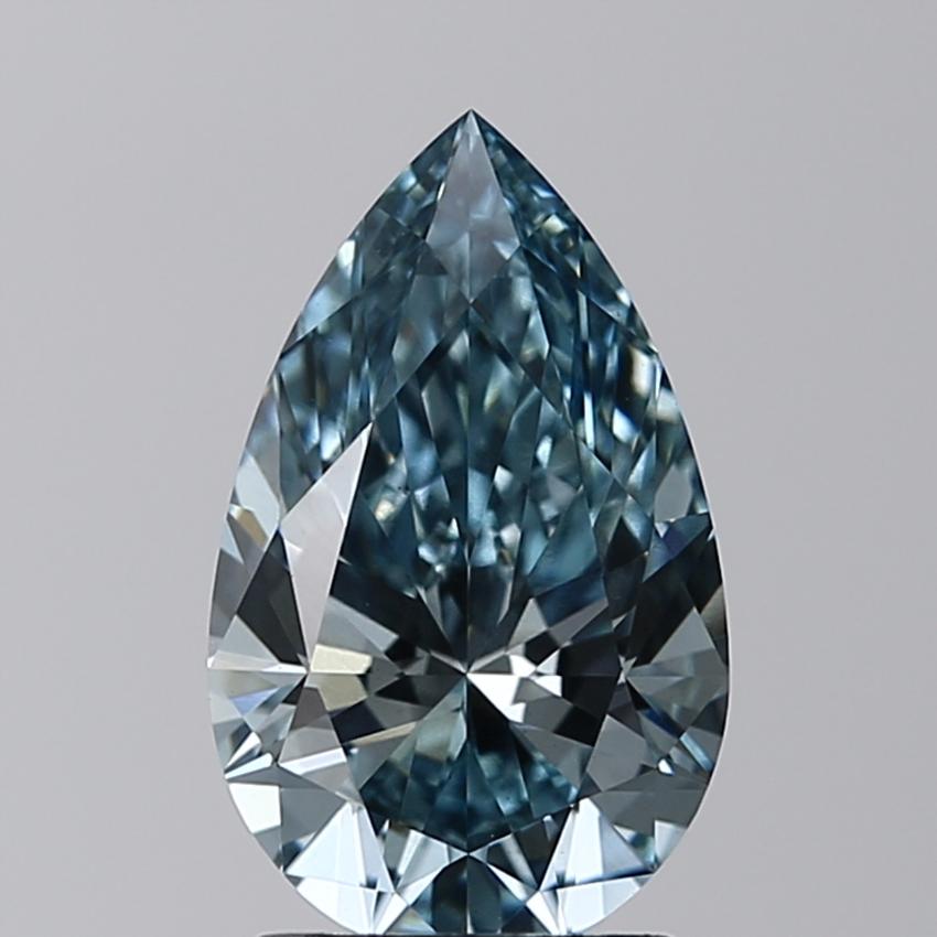 1.78 Ct. Fancy Intense Greenish Blue Pear Lab Grown Diamond