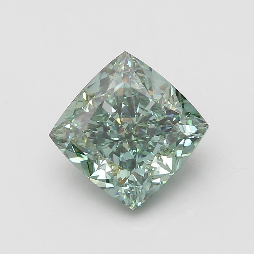 5.07 Ct. Fancy Vivid Green Cushion Lab Grown Diamond