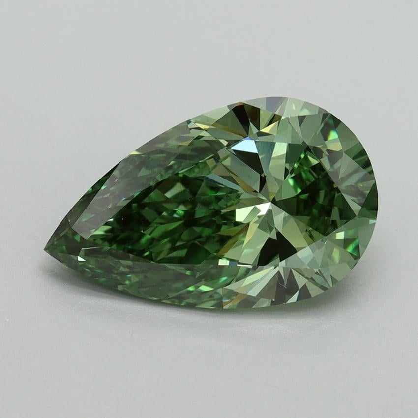 3.15 Ct. Fancy Vivid Green Pear Lab Grown Diamond