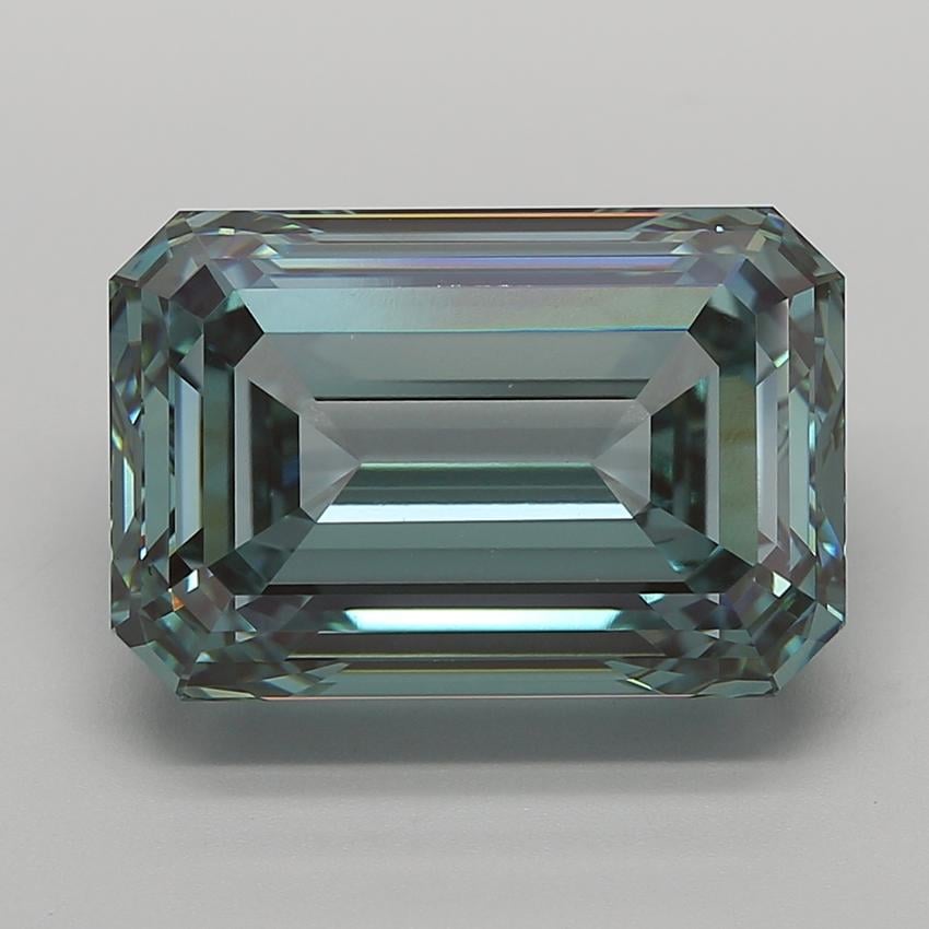 14.59 Ct. Fancy Vivid Bluish Green Emerald Lab Grown Diamond