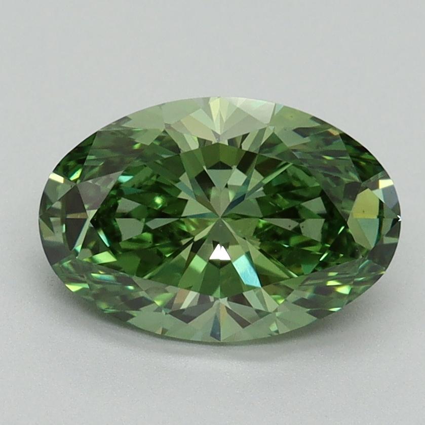 1.69 Ct. Fancy Vivid Green Oval Lab Grown Diamond